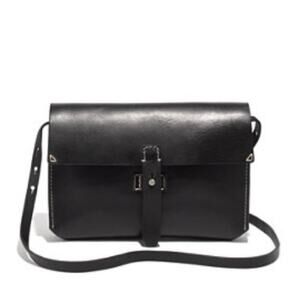 Madewell Dover Black Leather Medium Crossbody Messenger Style Bag Academia